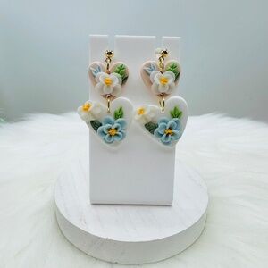 Floral Polymer Clay Drop Earrings for Women